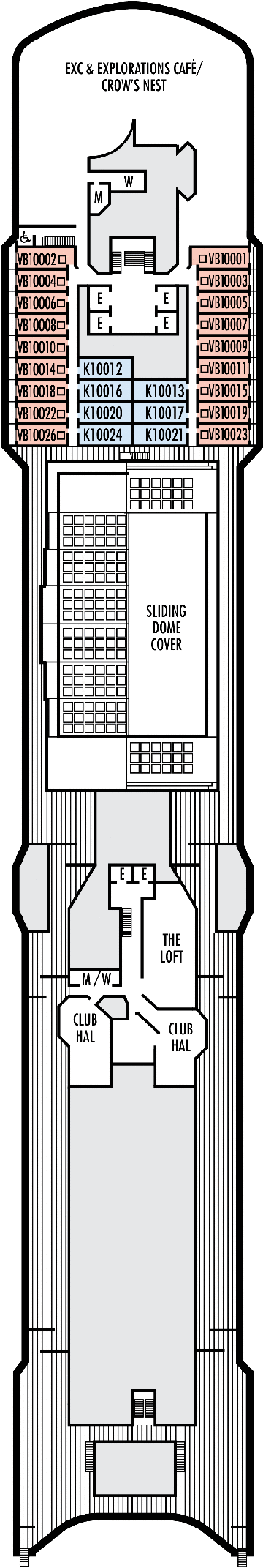 Deckplan Deck 10 - Observation Deck – Zuiderdam