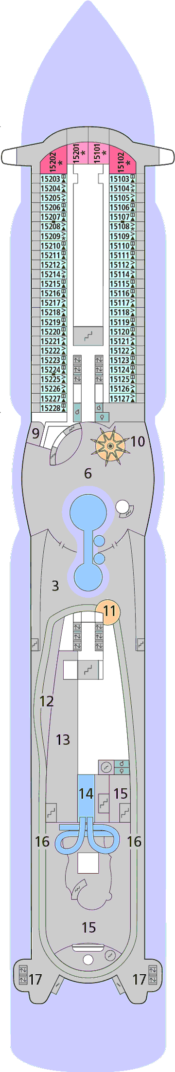 Deckplan Deck 15 – AIDAperla