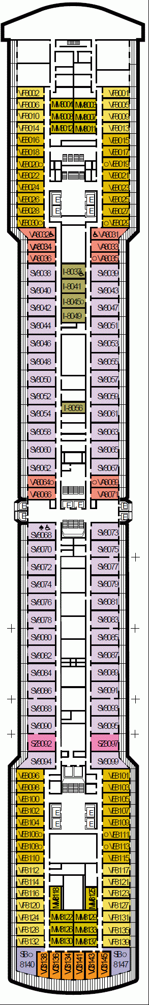 Deckplan Deck 8 - Navigation Deck – Noordam