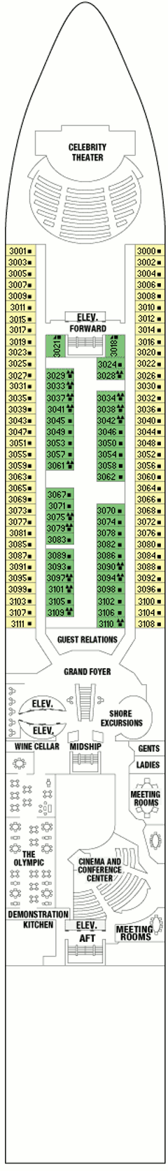 Deckplan Plaza Deck – Celebrity Millennium  