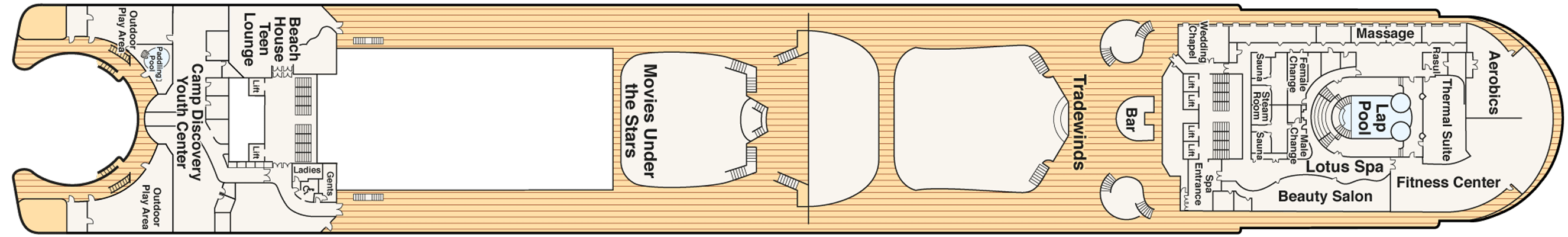 Deckplan Deck 16 - Sun – Caribbean Princess