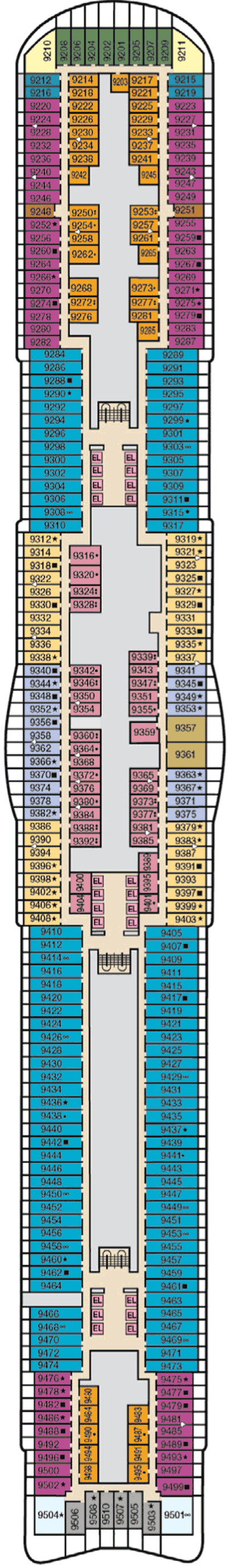 Deckplan Deck 9 – Mardi Gras